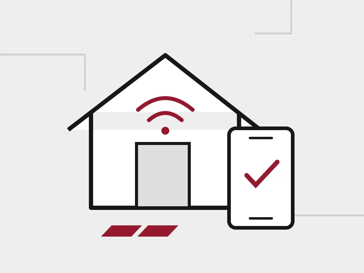 Illustration of a home connected to a monitoring display